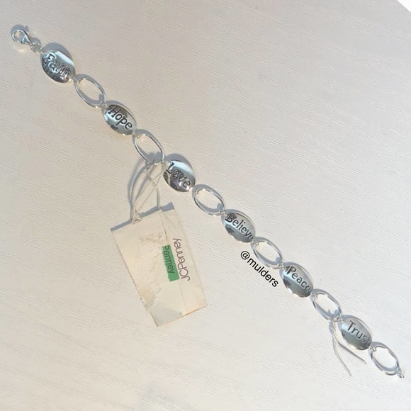 Vintage 90s JcPenney Sterling Silver Spiritual Christian Encouraging Bracelet - Picture 1 of 13